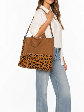 Stella Forest Leopard Haircalf & Suede Leather Tote Bag | Genuine Leather